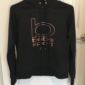 NWT    XL    BLACK BEBE SWEATSHIRT WITH ROSEGOLD LOGO